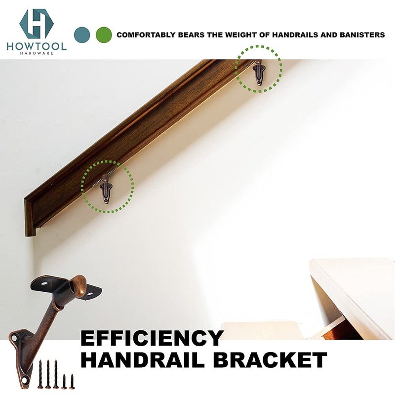 HOWTOOL Handrail Brackets Wall Mounted Antique Bronze (Antique Copper Look) Heavy Duty Zinc Stair Railing Support with Matching Screws, 3 Pack HOWTOOL - Image 5